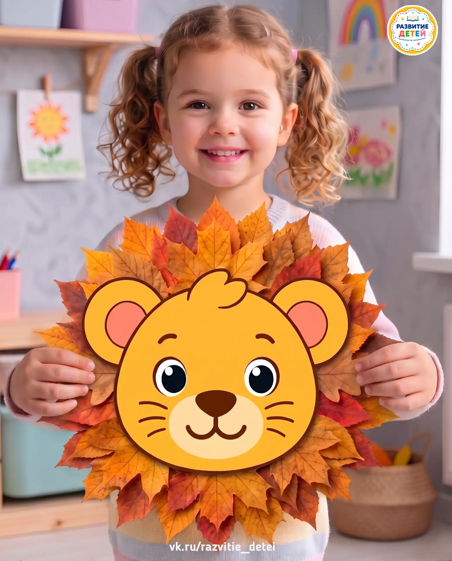 Осенний лев: грива из листьев! 🍂🦁