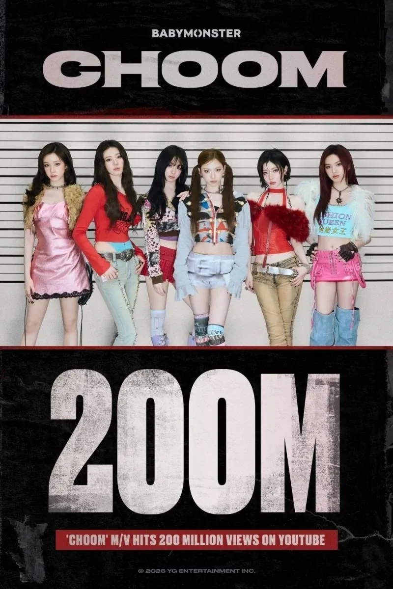 Музыкальное видео группы BABYMONSTER на песню «CHOOM» набрало более 200 миллионов просм...