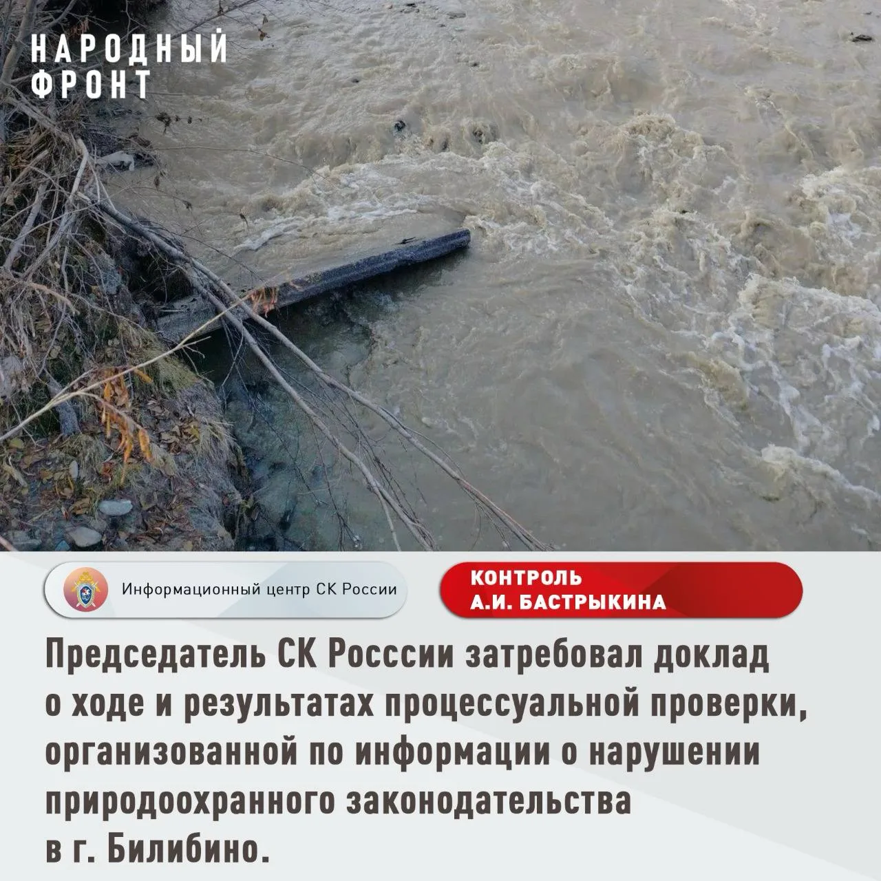 Глава СК Бастрыкин запросил доклад по проверке загрязнения реки Каральвеем в Билибино.
