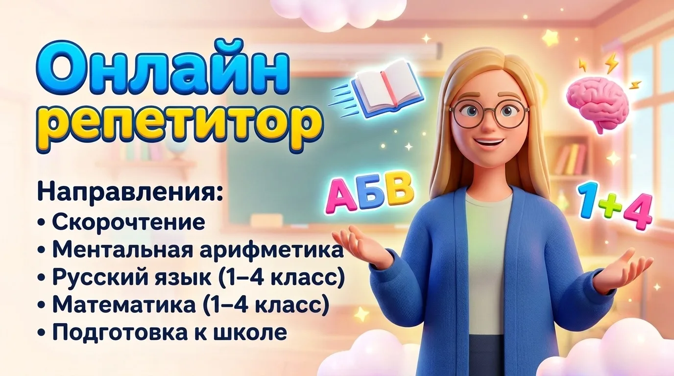 Педагог по ментальной арифметике, скорочтению, русскому языку и математике (1–4 классы)