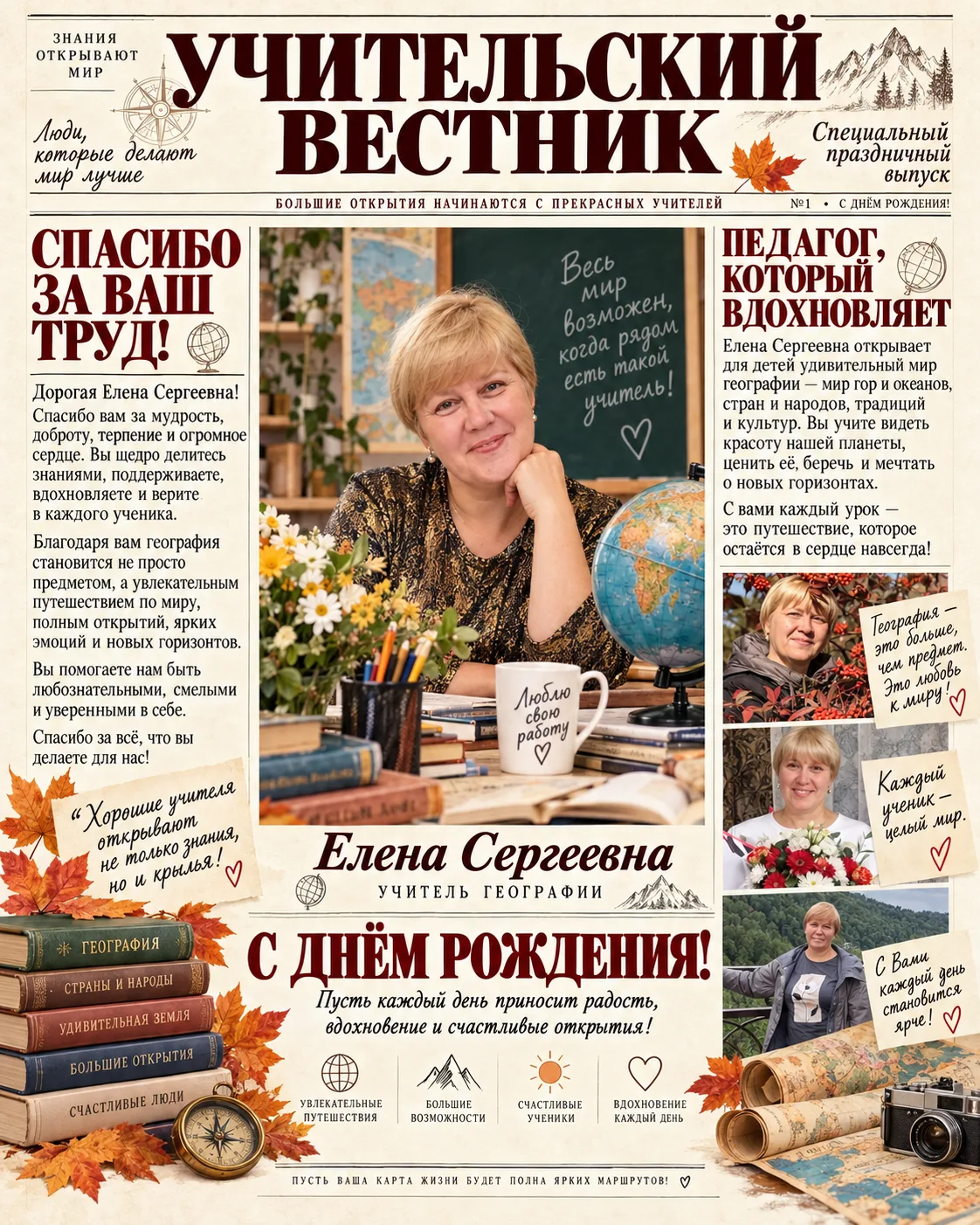 Сегодня весь коллектив МОБУ СОШ 20 поздравляет с Днём рождения учителя географии Днепро...