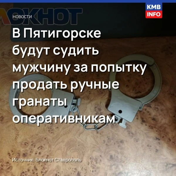 В Пятигорске будут судить мужчину за попытку продать ручные гранаты оперативникам