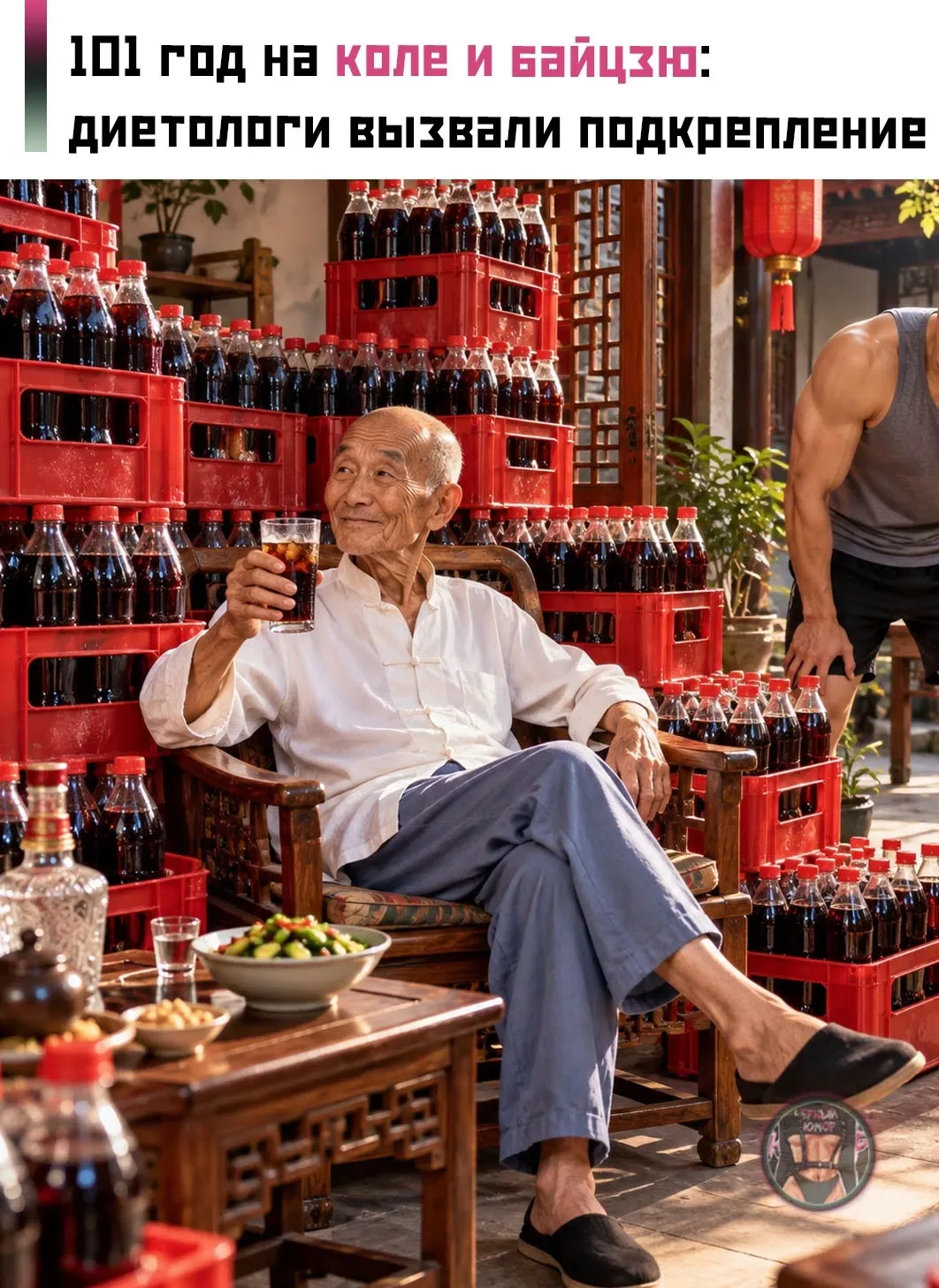 😎 101-летний пенсионер из Китая не представляет жизни без газировки и хранит дома сраз...