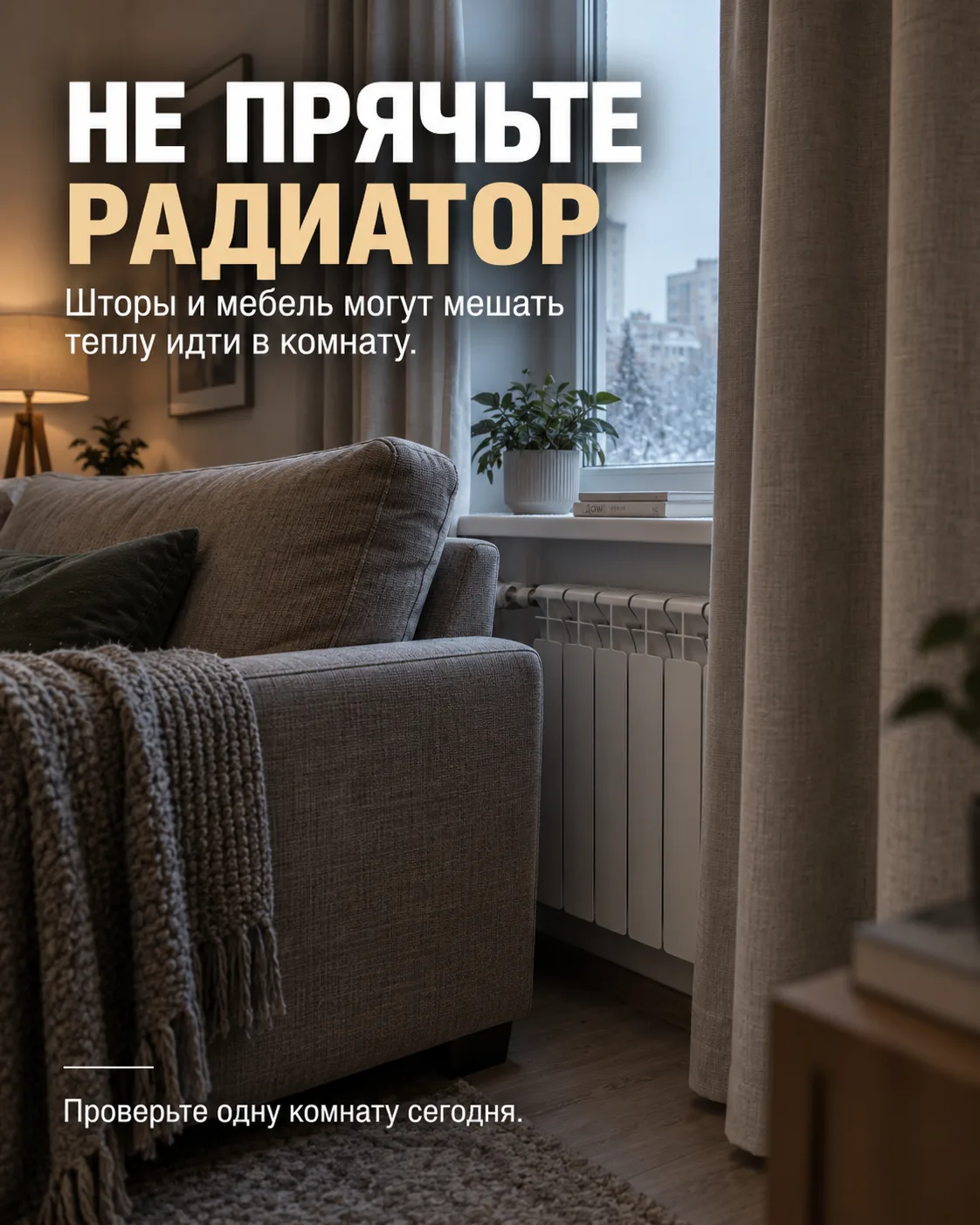 Батарея горячая, а в комнате всё равно прохладно? Посмотрите, что стоит прямо перед ней.
