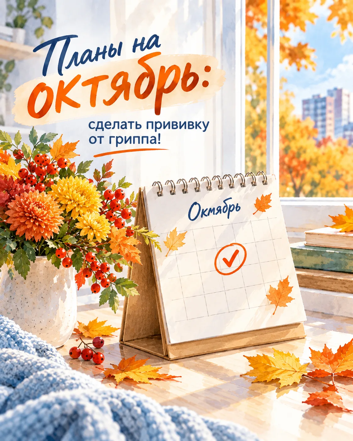 Планы на октябрь: сделать прививку от гриппа!