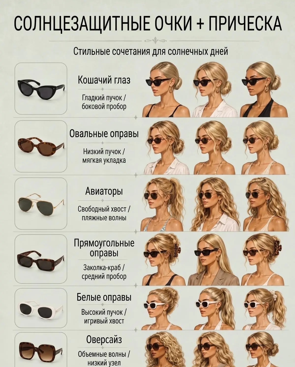 Идеальные пары: как сочетать солнцезащитные очки с прической 🕶️✨
