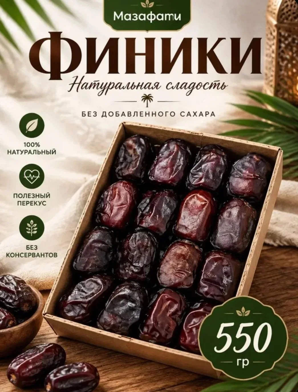 Финики сухофрукты Мазафати без сахара НОВЫЙ УРОЖАЙ 550 гр