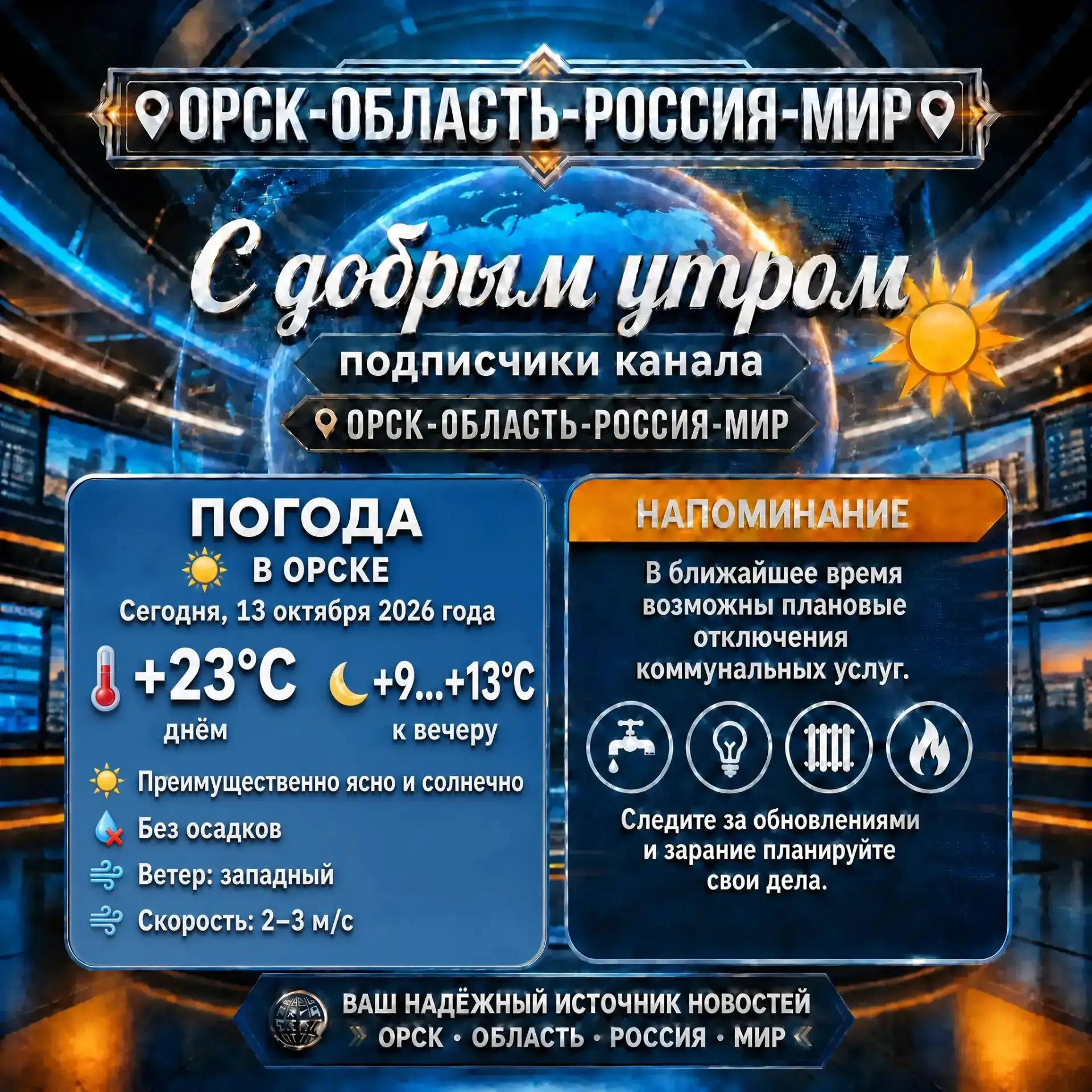 ☀️ Доброе утро, дорогие подписчики нашего канала 📌Орск-Область-Россия-Мир📌