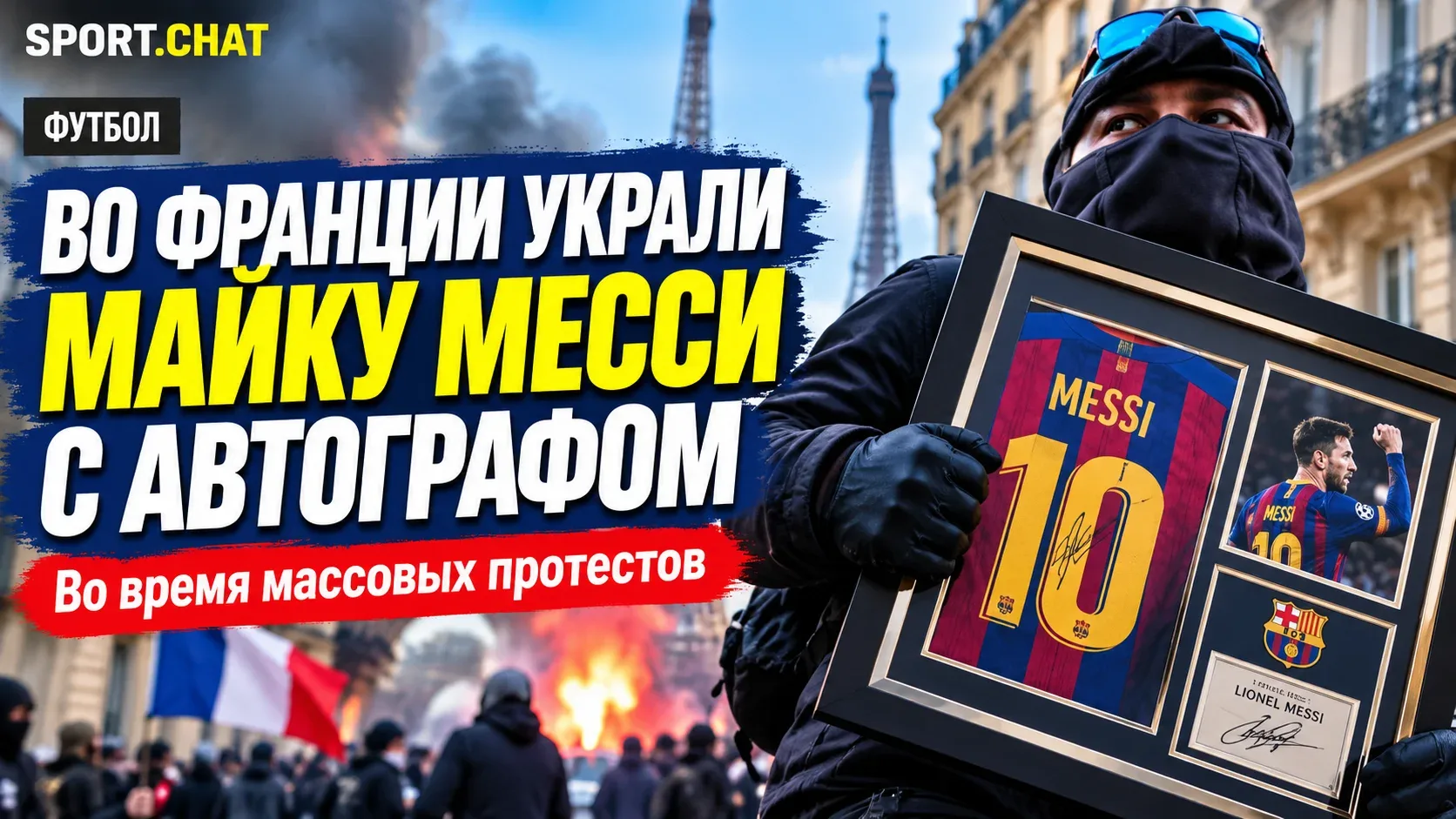 Во Франции во время массовых протестов украли футболку Месси с автографом и капитанскую...