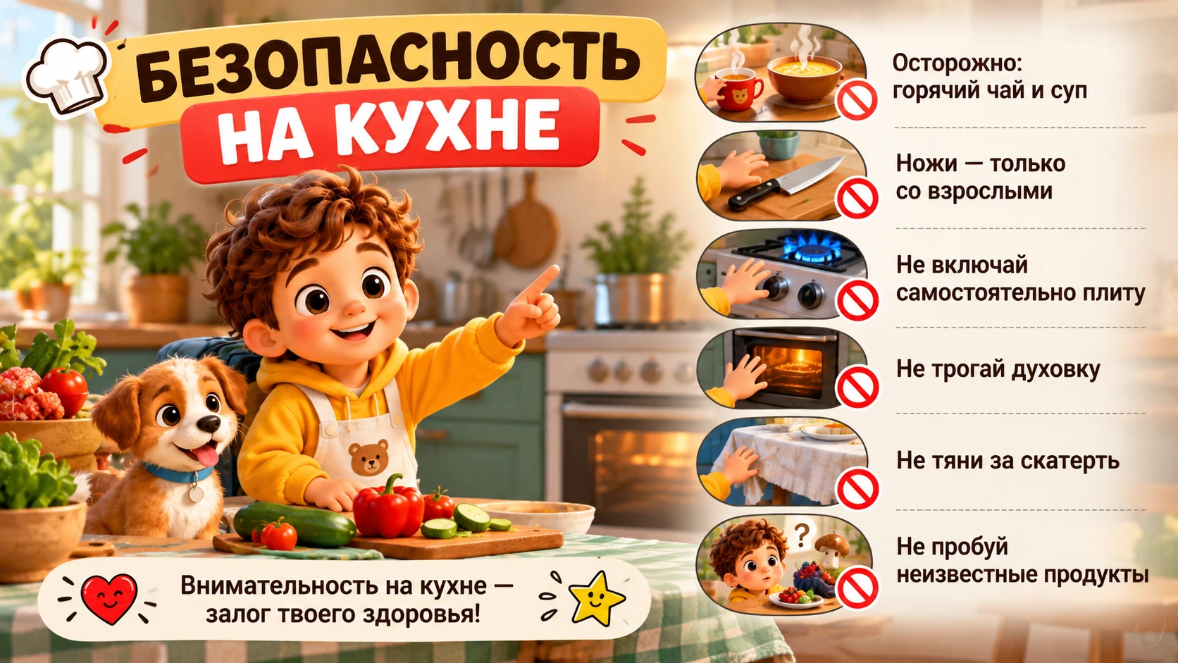 Безопасность на кухне: простые правила для ребёнка