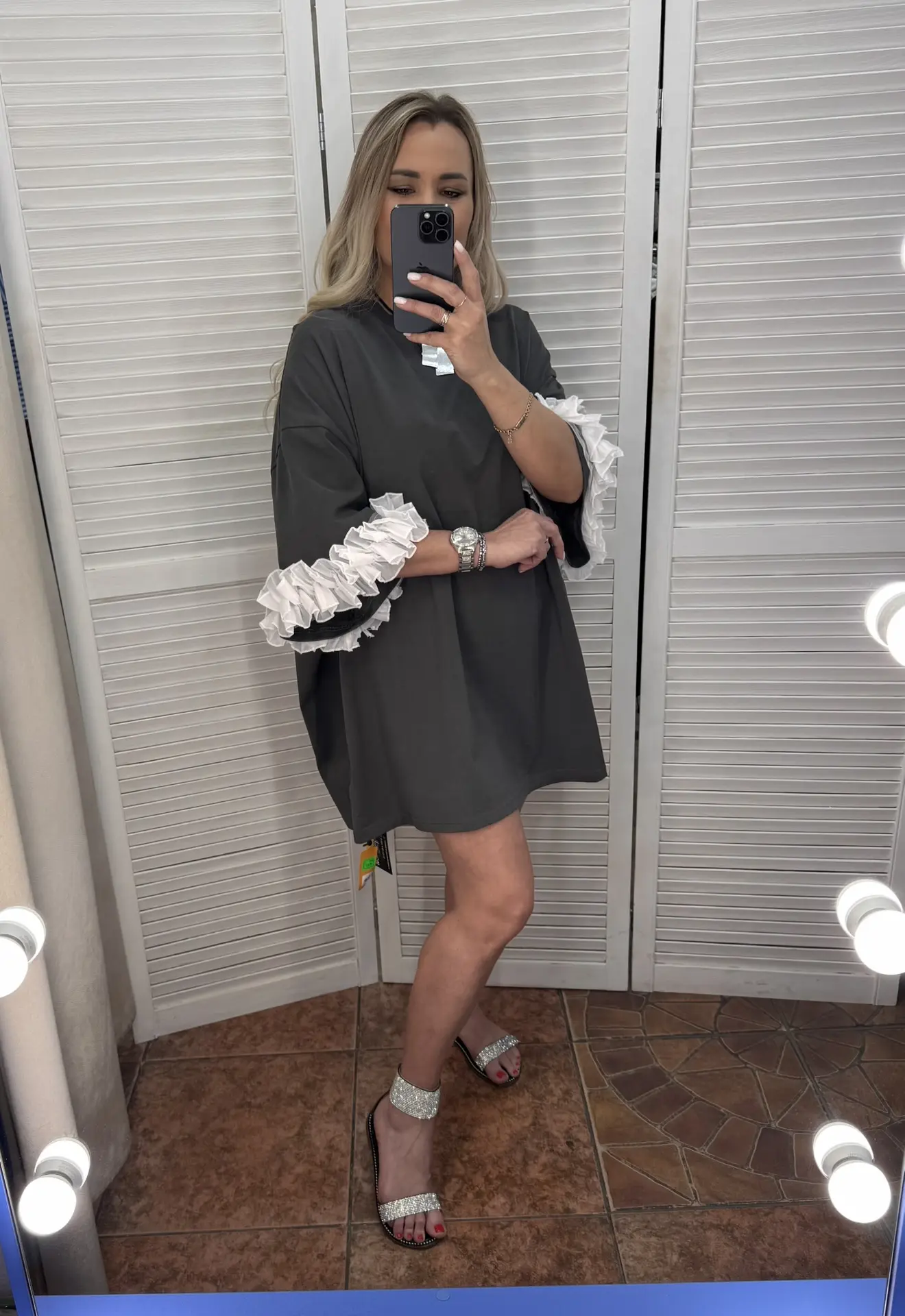 ❌РАСПРОДАНЫ❌Новинка🖤🤍🩶Футболка-туника с гипюром на рукавах
