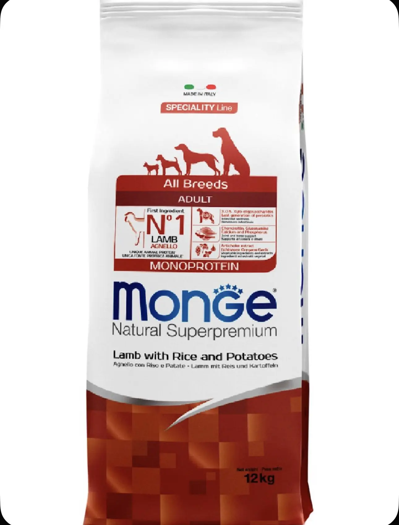 Корм для собак сухой Monge Speciality Dog Lamb для взрослых всех пород с ягненком, рисо...