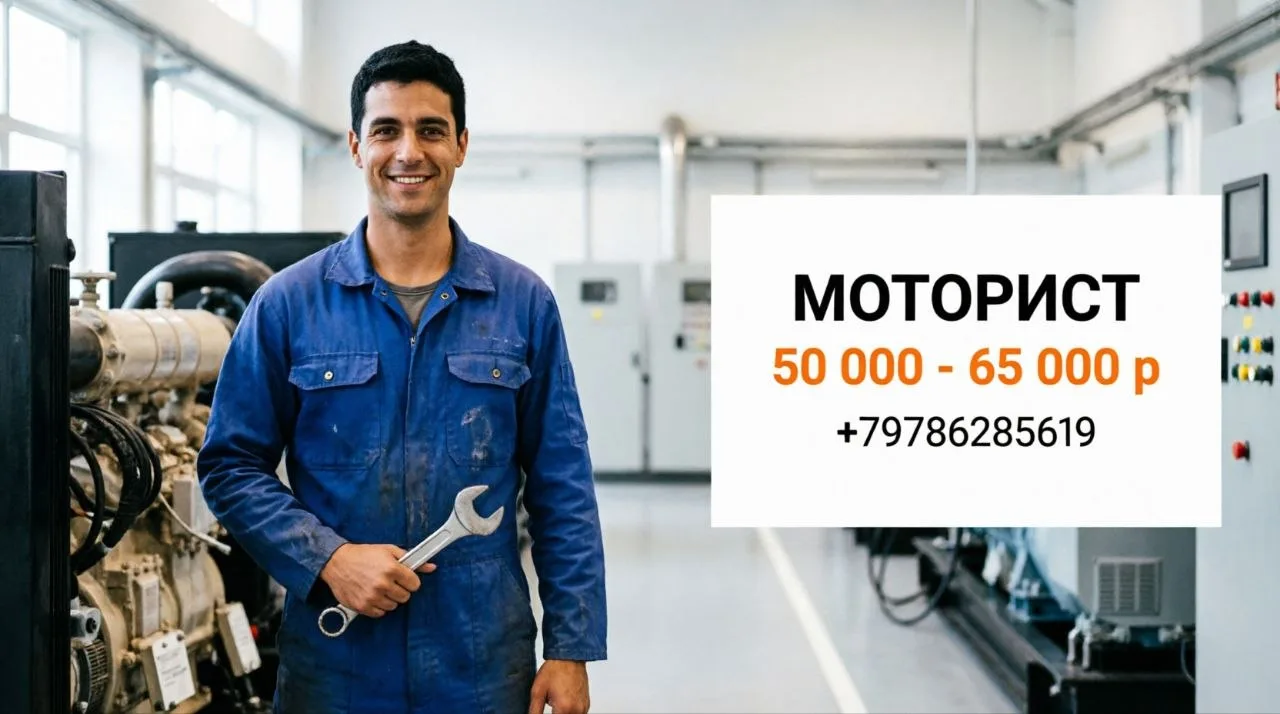 МОТОРИСТ (МАШИНИСТ) | 50 000 - 65 000 ₽