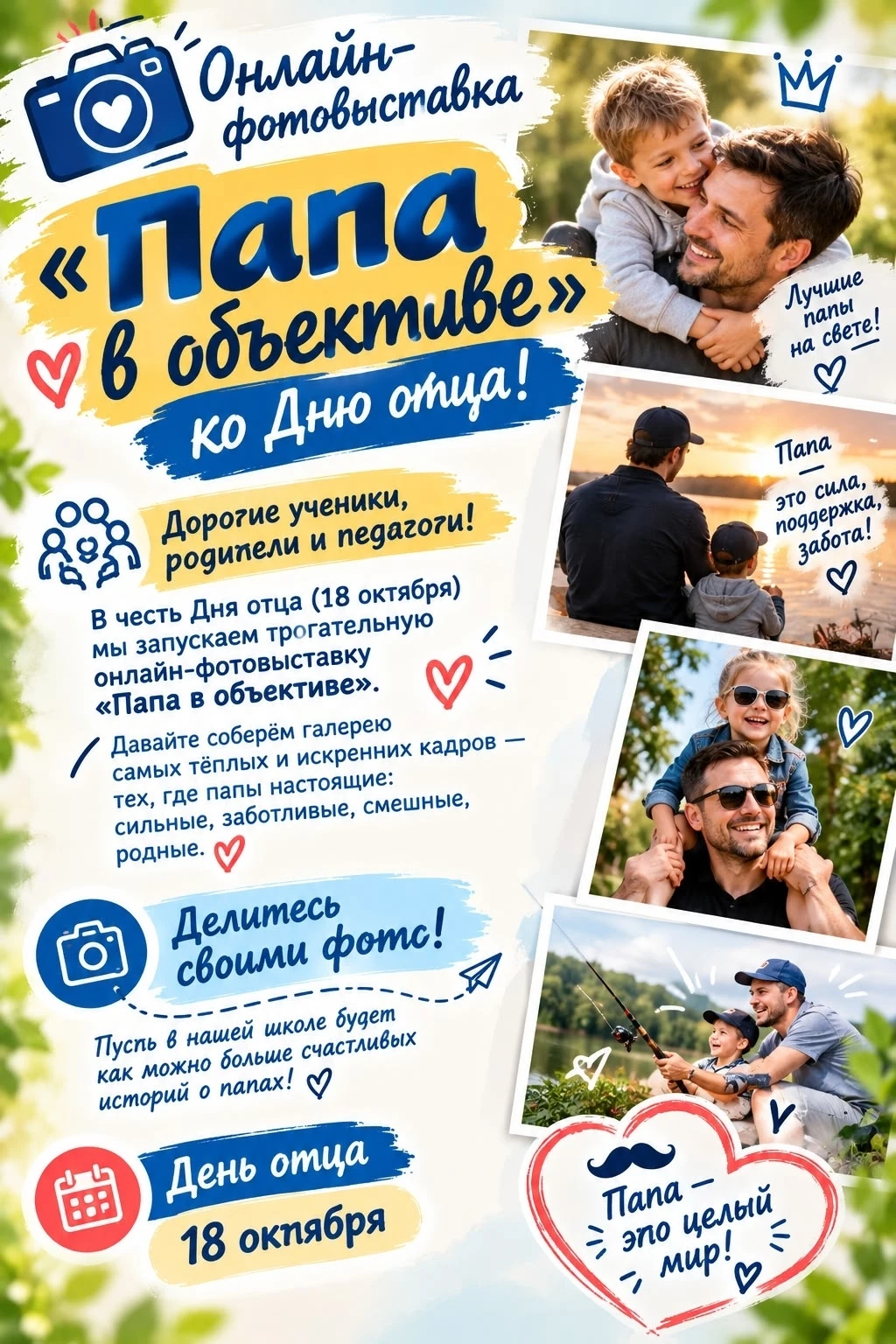 🎉 Онлайн‑фотовыставка «Папа в объективе» ко Дню отца! 🎉