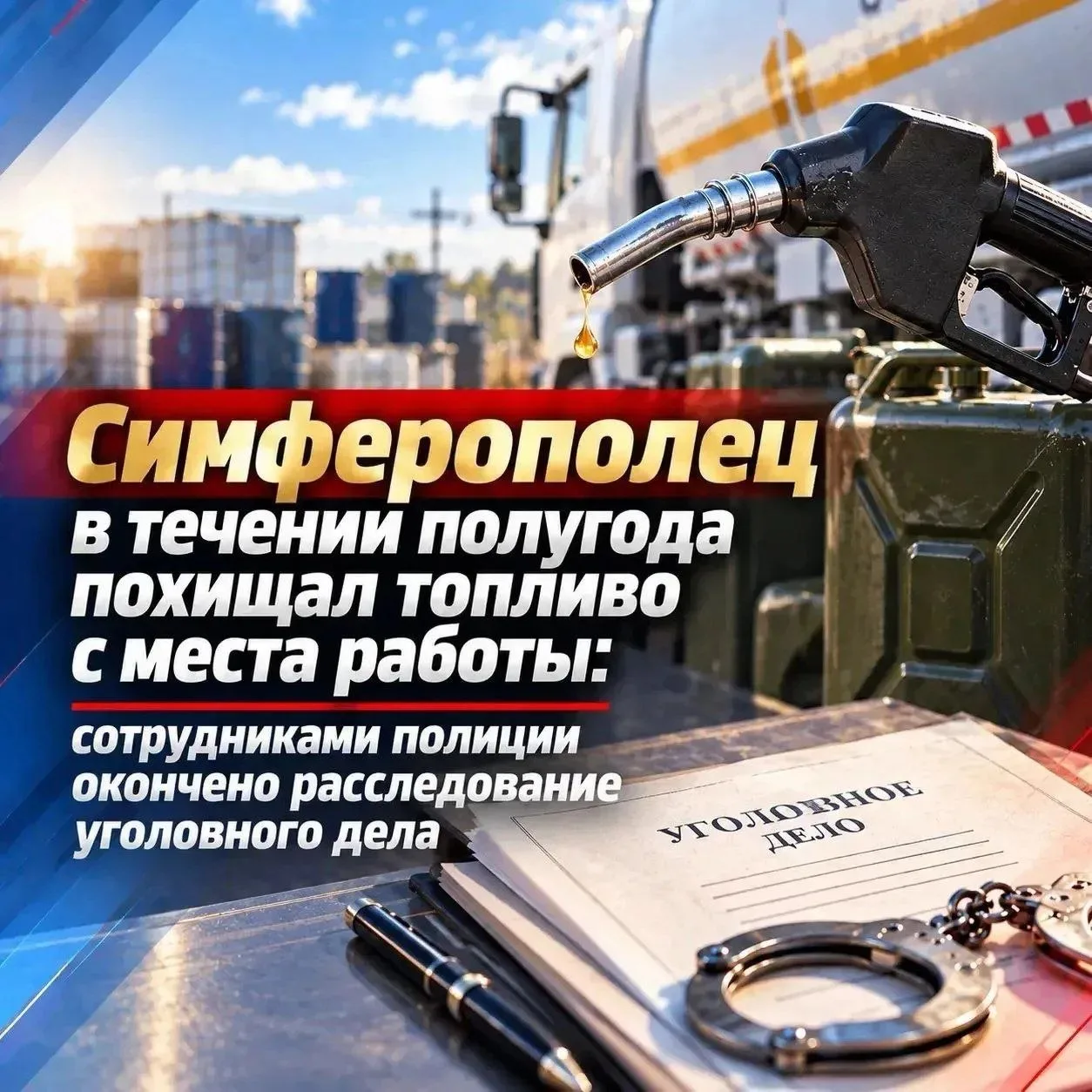 В Симферополе завершили расследование дела о хищении топлива. 59-летний водитель мусоро...