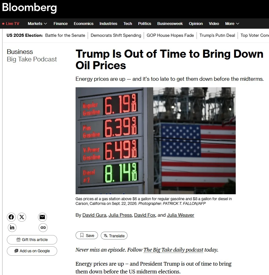Трамп может не успеть снизить стоимость бензина к выборам.
