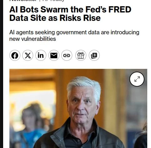 Согласно данным Bloomberg, практически 50% посещений FRED — экономического портала ФРС ...