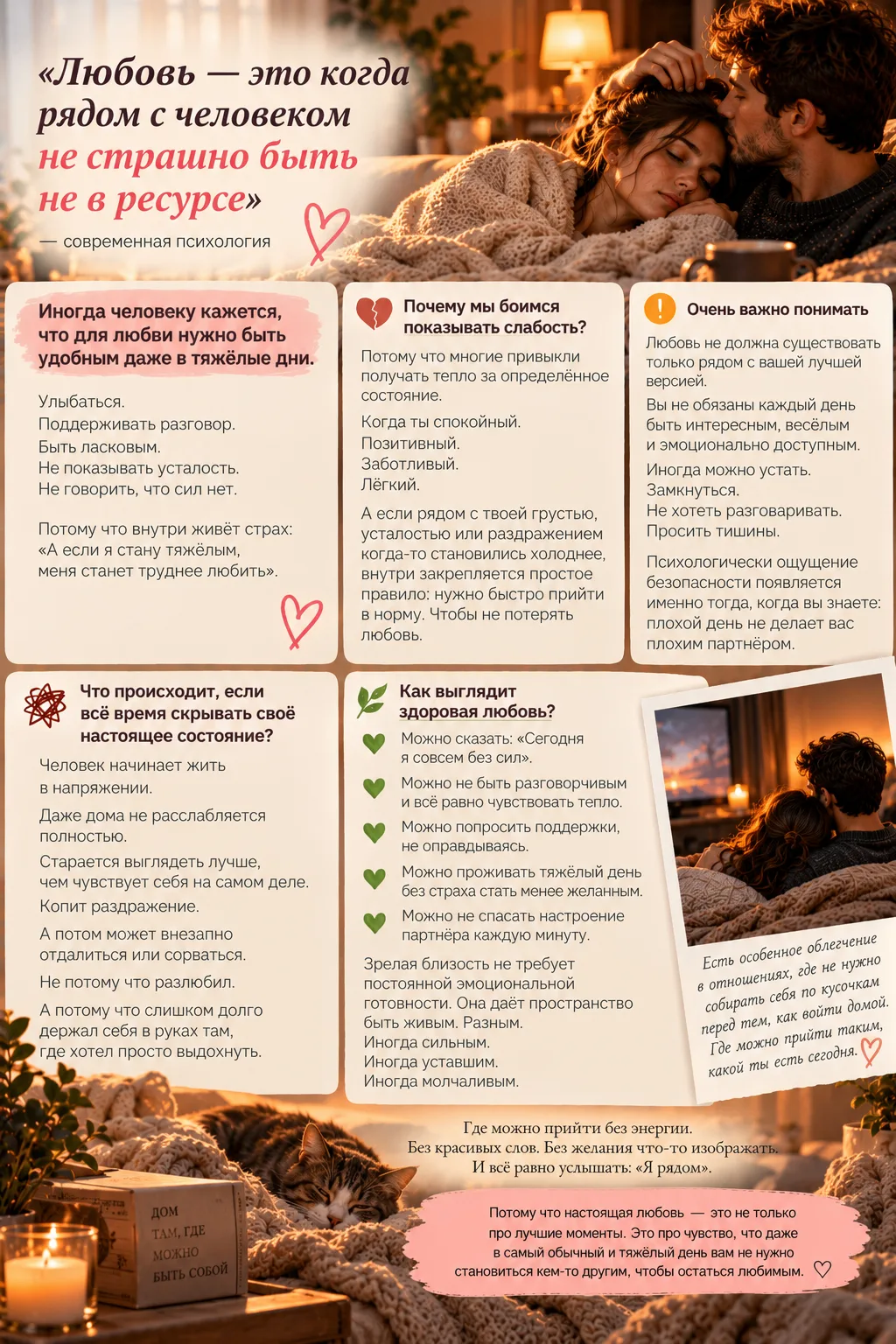 ✨ «Любовь — это когда рядом с человеком не страшно быть не в ресурсе»