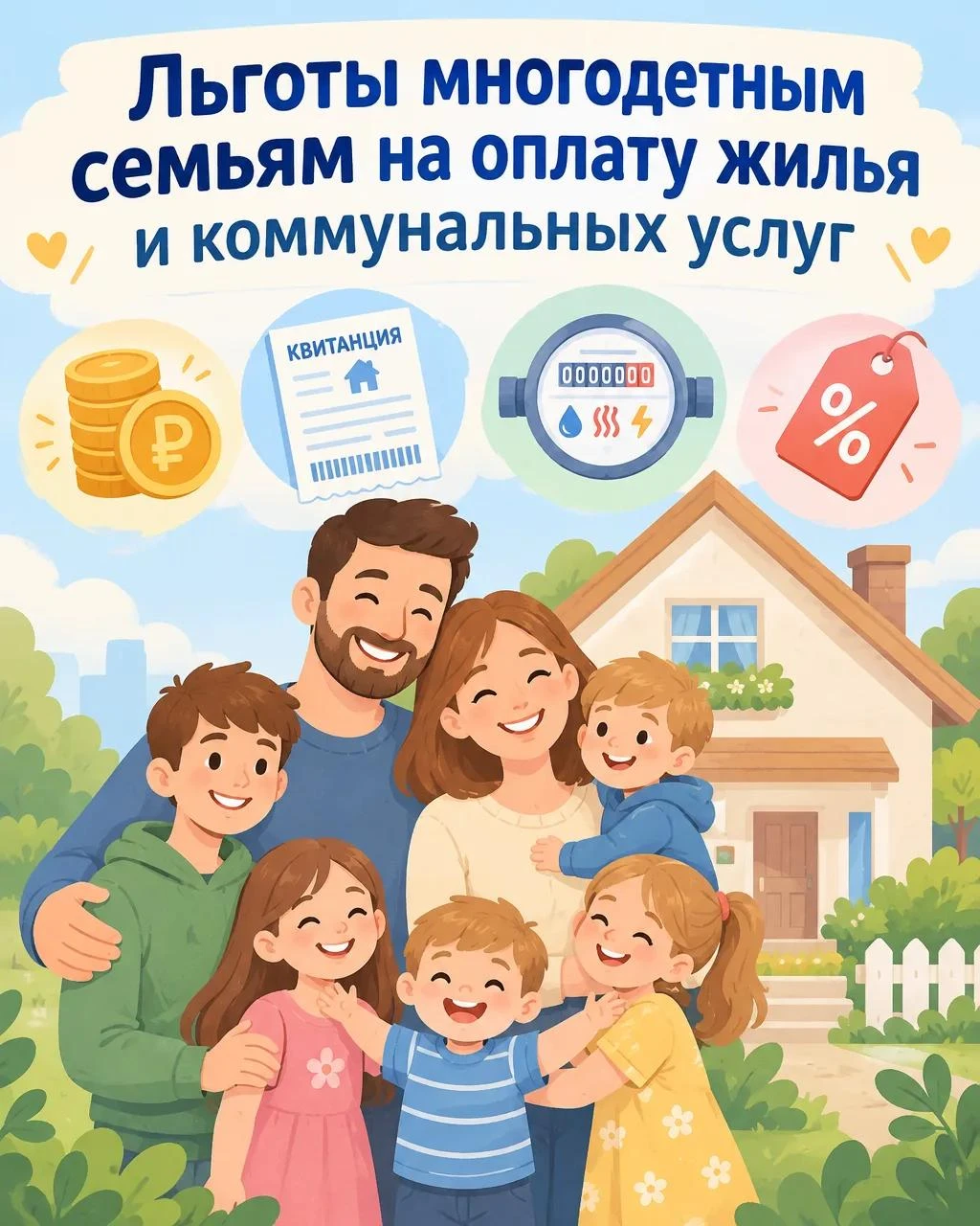 Какие льготы положены Многодетным семьям на оплату жилого помещения и коммунальных услуг?