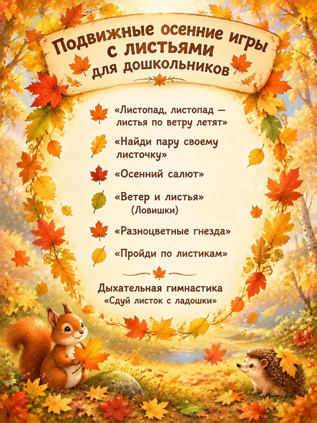 Подвижные игры с листиками для разного дошкольного возраста