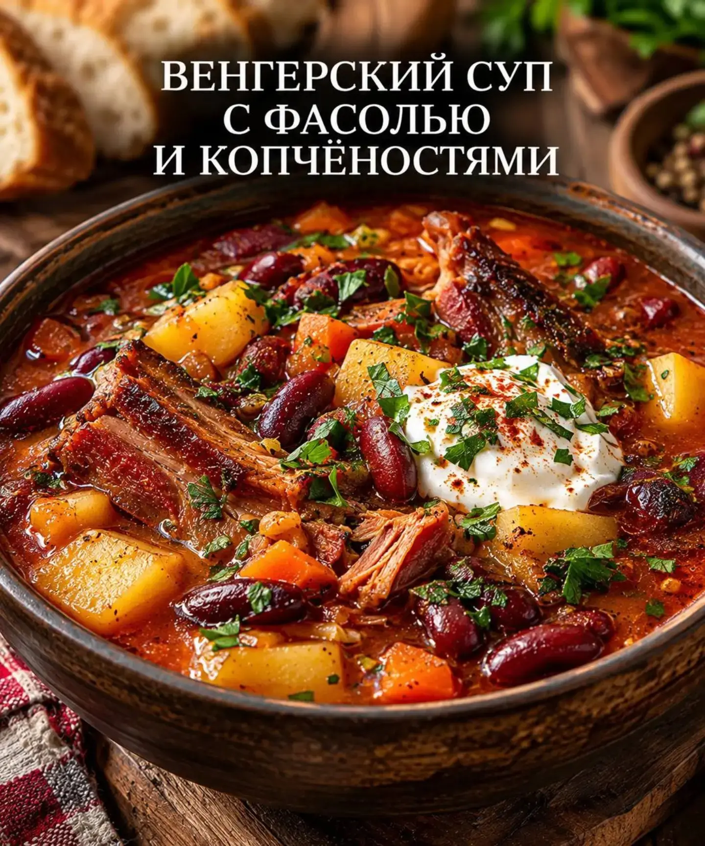 🍲 ВЕНГЕРСКИЙ СУП С ФАСОЛЬЮ И КОПЧЁНОСТЯМИ