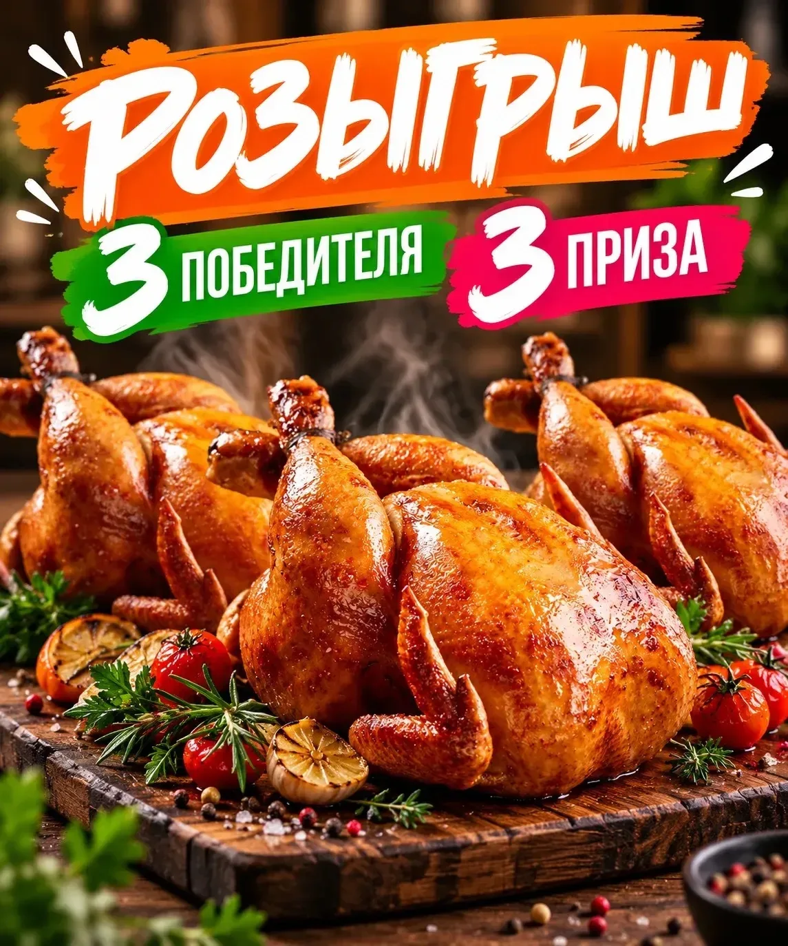 🔥🍗 РОЗЫГРЫШ 3 СОЧНЫХ КУРОЧЕК ГРИЛЬ! 🍗🔥