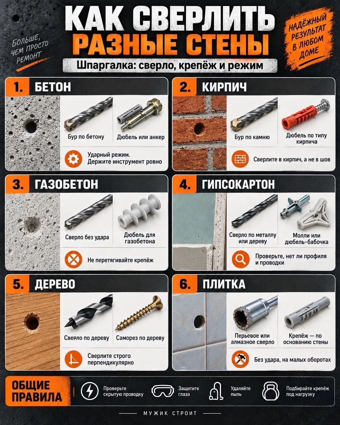 Как сверлить разные стены и не испортить основание