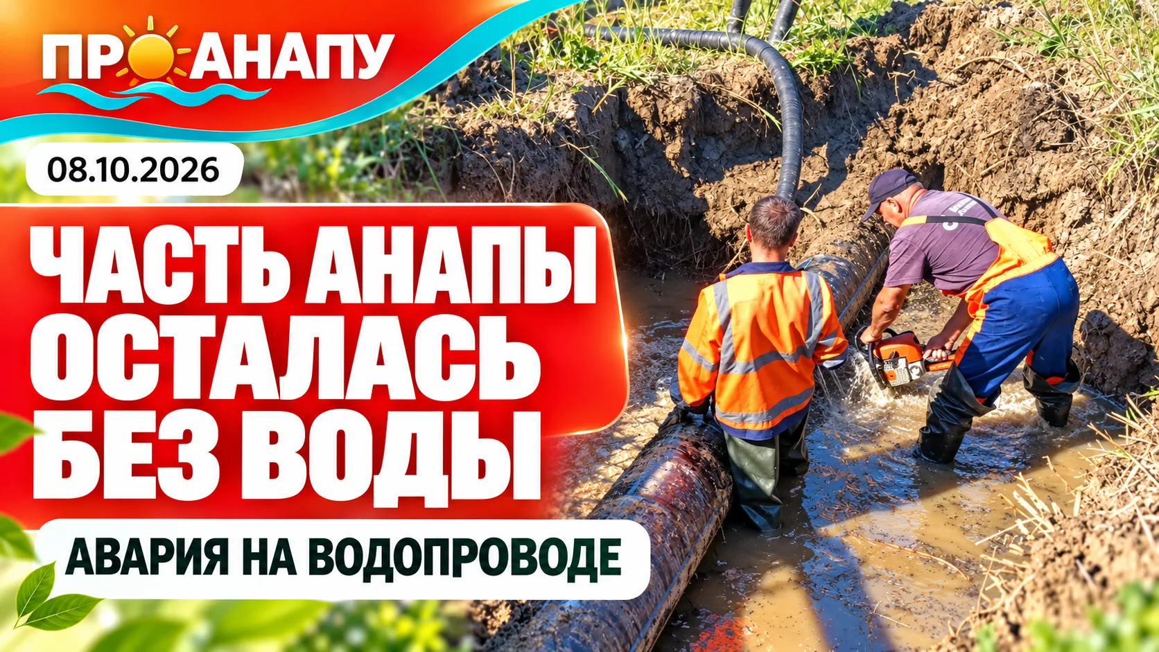 Часть Анапы осталась без воды из-за аварии на магистральном водопроводе