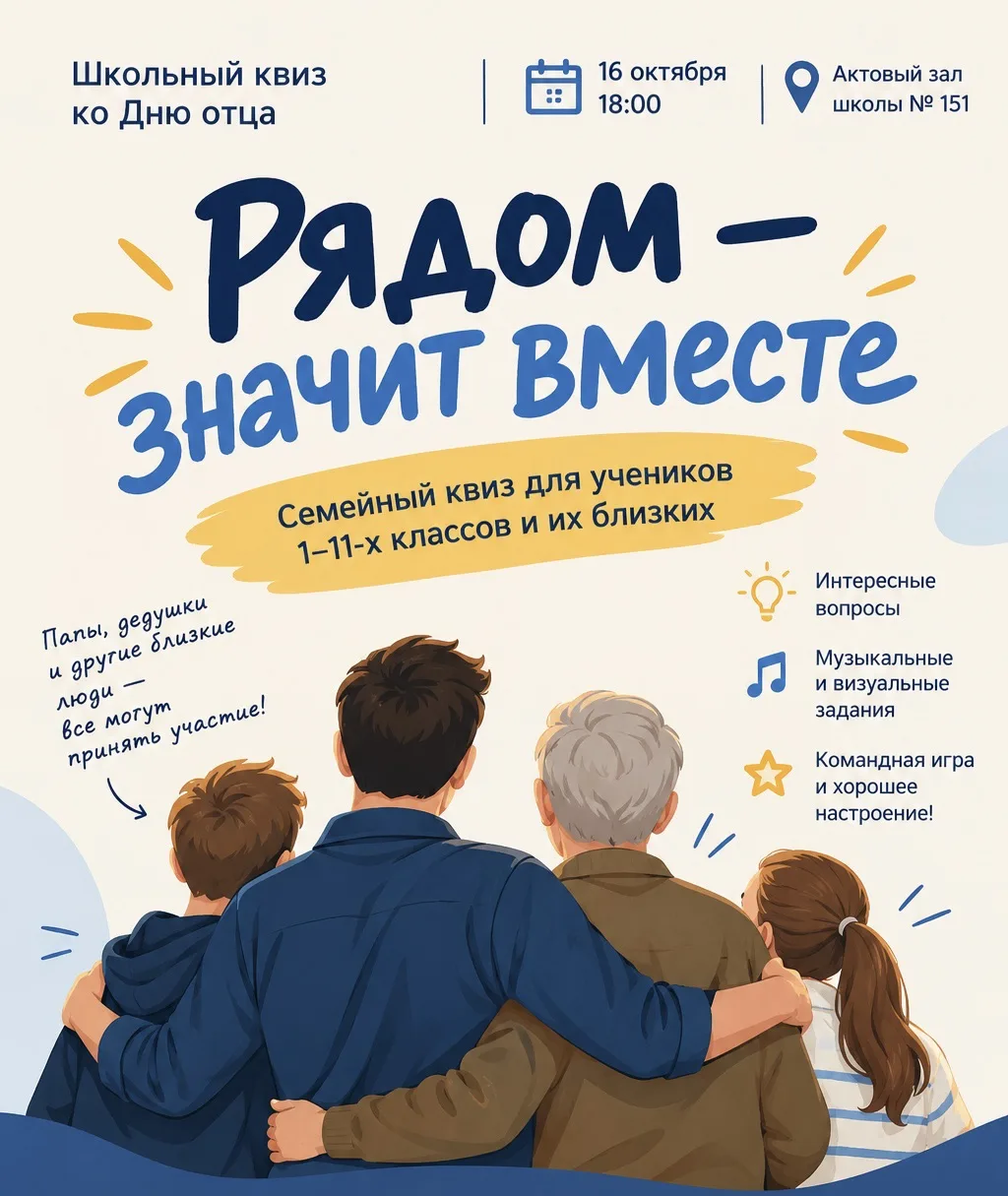 💙«Рядом – значит вместе» Школьный квиз ко Дню отца