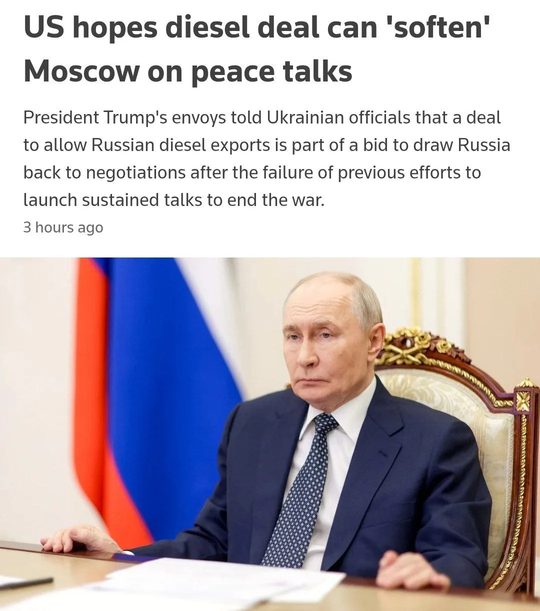 💥Согласно информации от Reuters, Путин согласен возобновить переговоры с Украиной лишь...