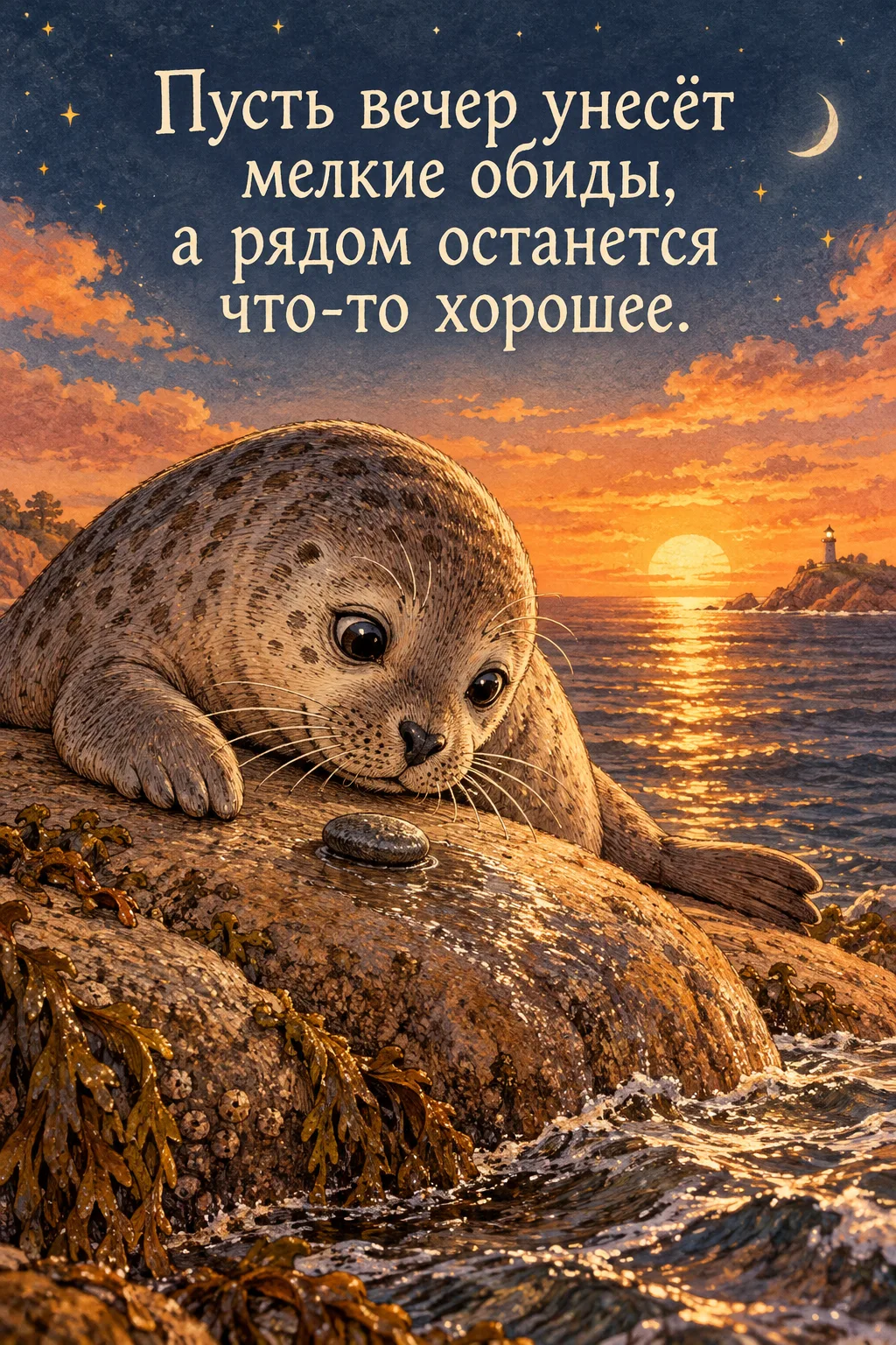 Привет, дружище. Сегодня вечером я снова приплыл к дальнему мысу, где закат стелется по...