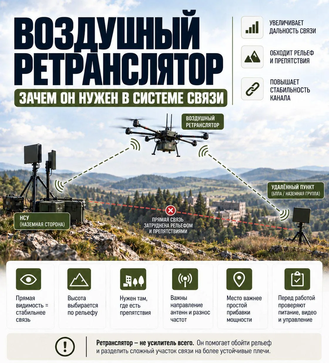 📡 Воздушный ретранслятор: зачем он нужен в системе связи