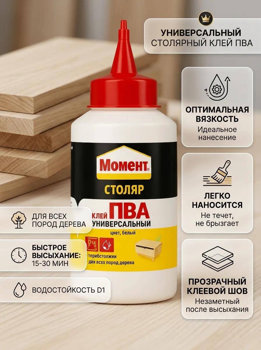 МОМЕНТ Универсальный клей Столяр ПВА 750 г