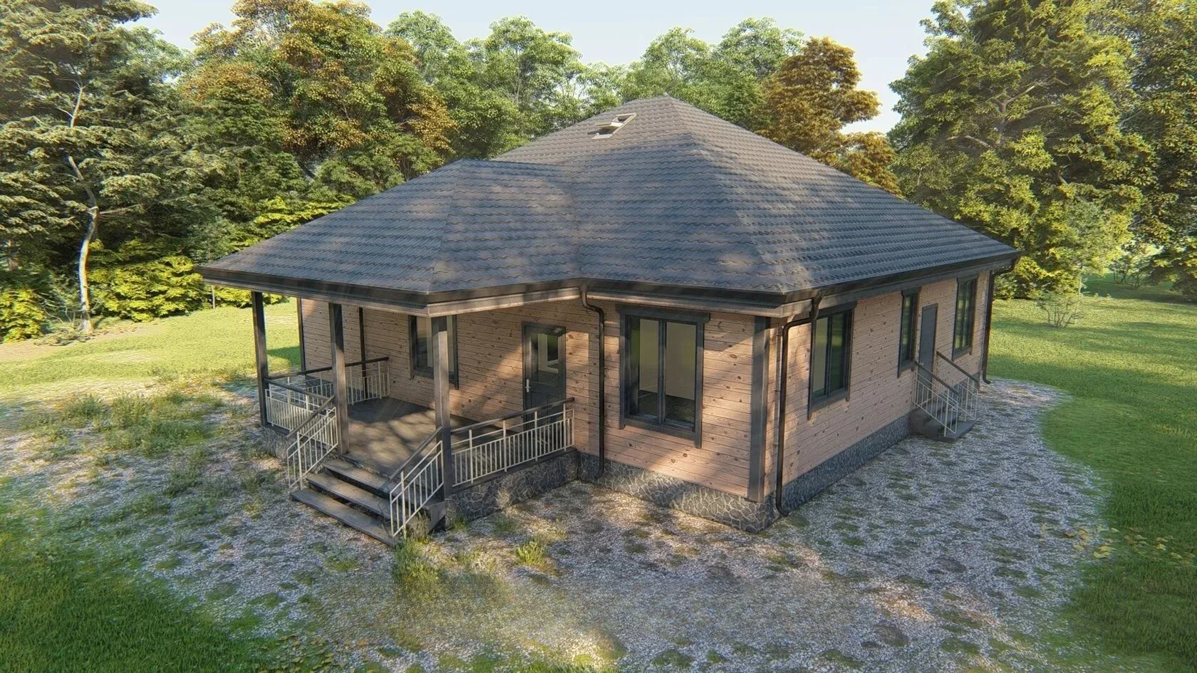 Одноэтажная усадьба для большой семьи: 4 спальни без лестниц! 🏡✨
