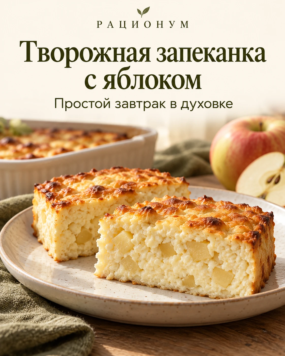 🍎 Творожная запеканка с яблоком