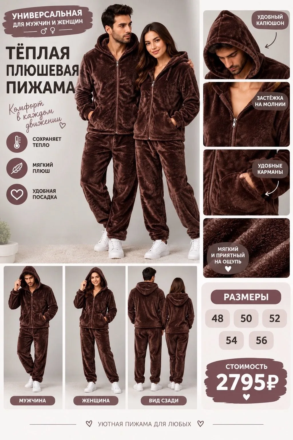 Новинка, теплая плюшевая пижама/домашний костюм