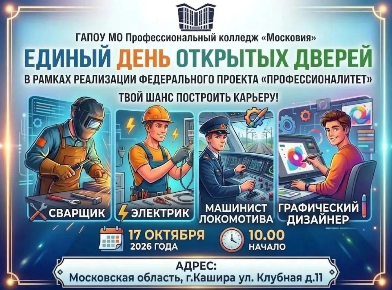 📢День открытых дверей в колледже «Московия» — 17 октября!