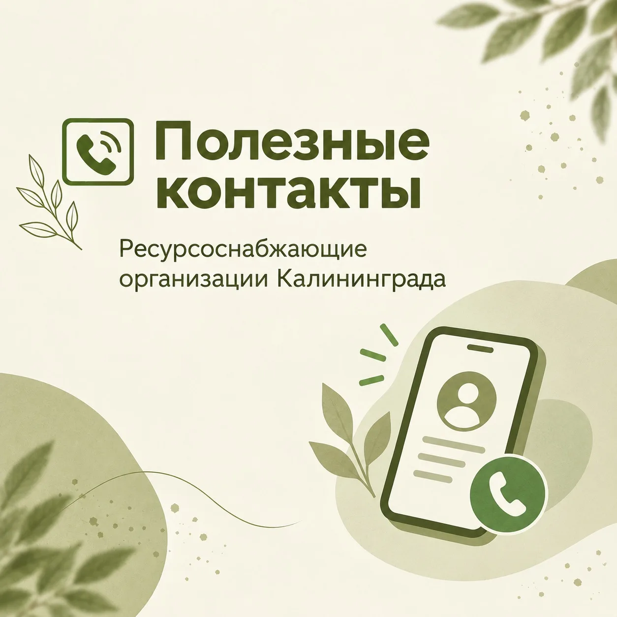🗺️ Полезные контакты ресурсоснабжающих организаций Калининграда