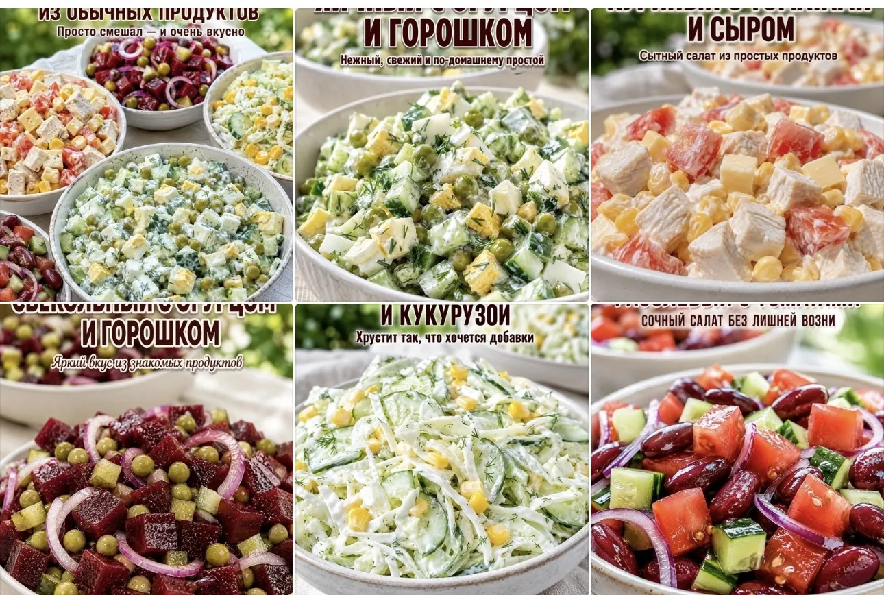 САЛАТЫ БЕЗ КОЛБАСЫ, КОТОРЫЕ ПОЛУЧАЮТСЯ ПО-НАСТОЯЩЕМУ СЫТНЫМИ и ВКУСНЫМИ 🍽