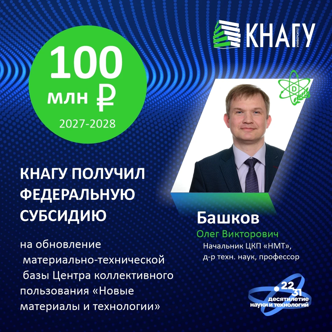 ФГБОУ ВО «Комсомольский‑на‑Амуре государственный университет» стал получателем субсидии...