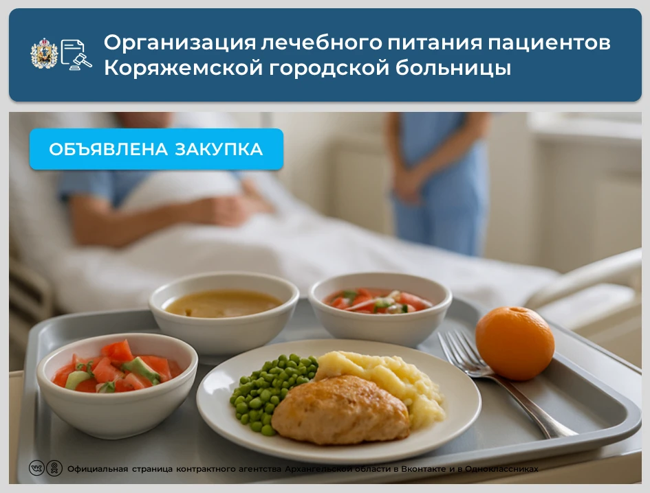 💡Опубликован аукцион на организацию лечебного питания пациентов Коряжемской городской ...