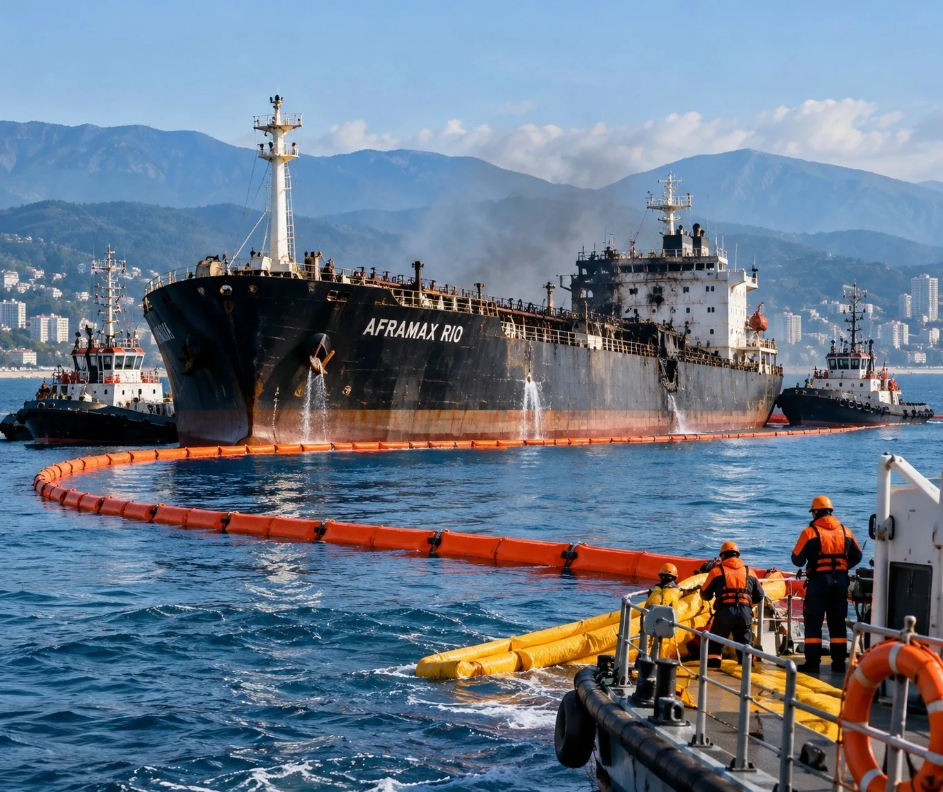 🚢 У берегов Сочи продолжают ликвидировать последствия атаки на нефтяной танкер