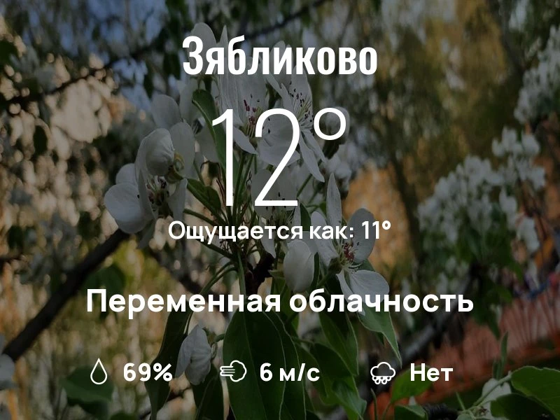 Что с погодой в Зябликово?