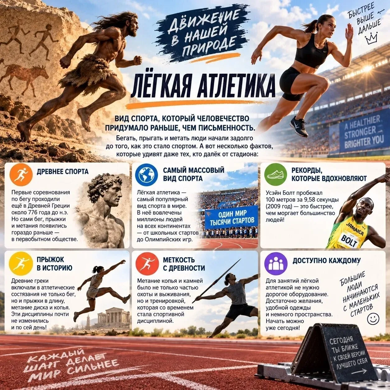 🏃‍♀️ Лёгкая атлетика — вид спорта, который человечество придумало раньше, чем письменн...