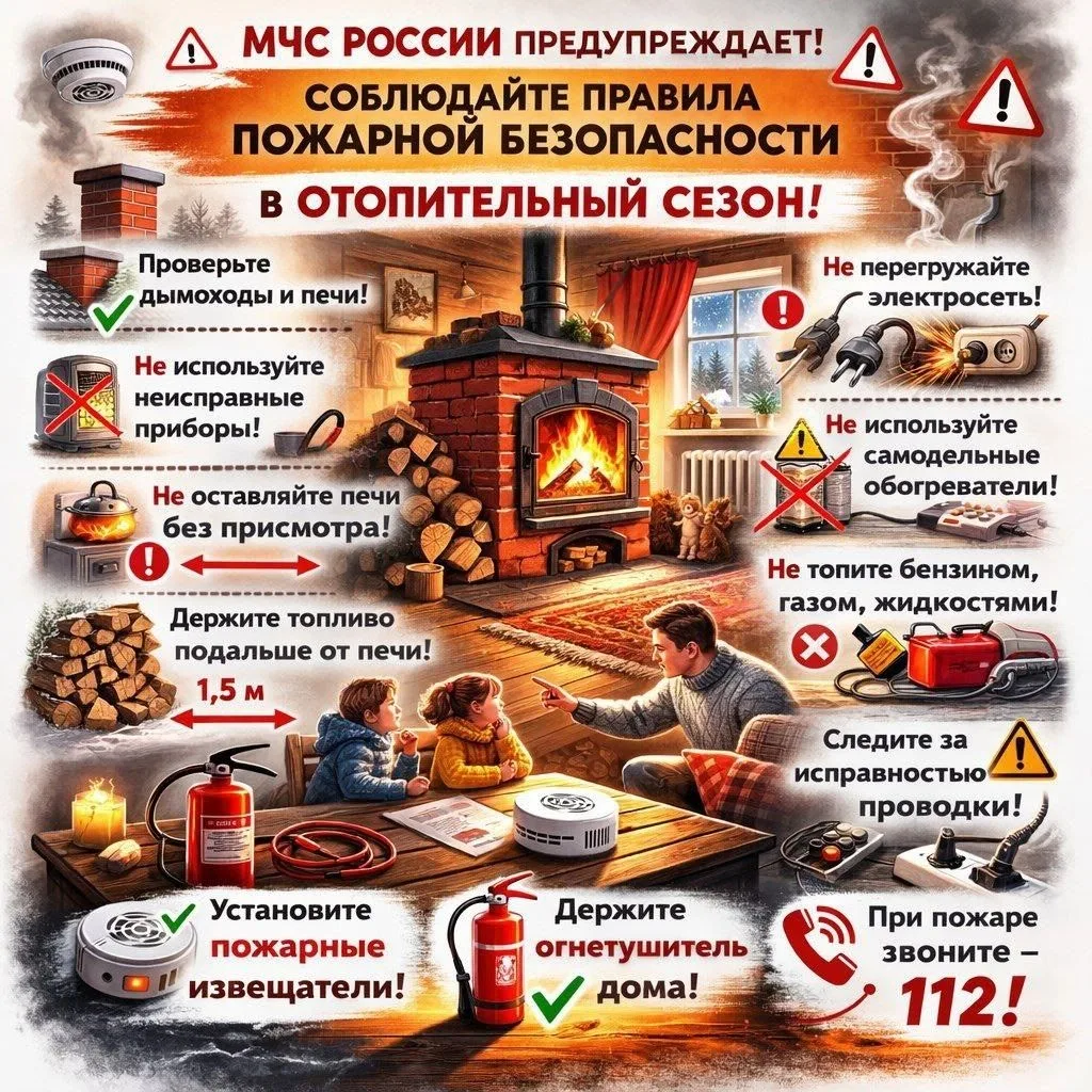 📛 С началом отопительного сезона возрастает риск бытовых пожаров