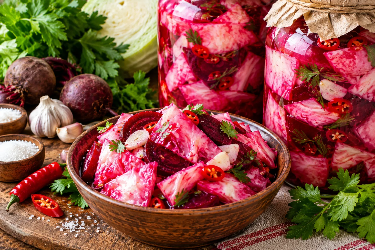 🥬КАПУСТА В РАССОЛЕ СО🫜 СВЁКЛОЙ И ОСТРЫМ 🌶️ ПЕРЦЕМ