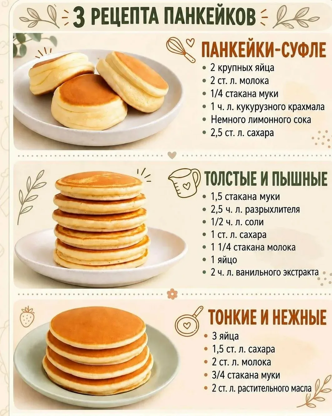 Тpи peцeпта панкeйкoв — выбиpaйтe cвoй любимый! 🥞