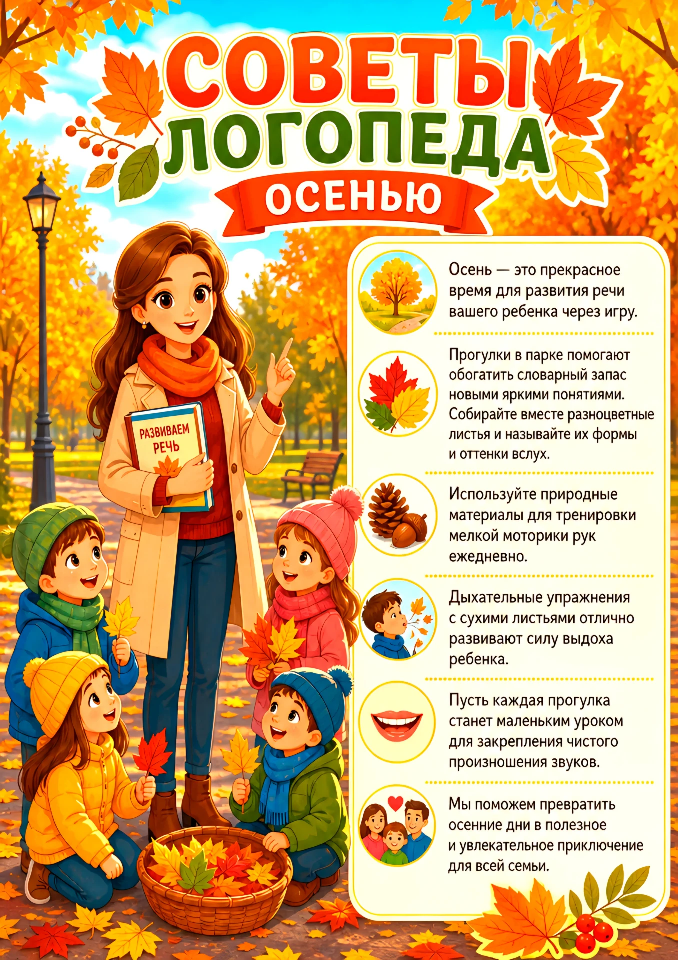 Сегодня мы вам хотим предложить осенние советы логопеда