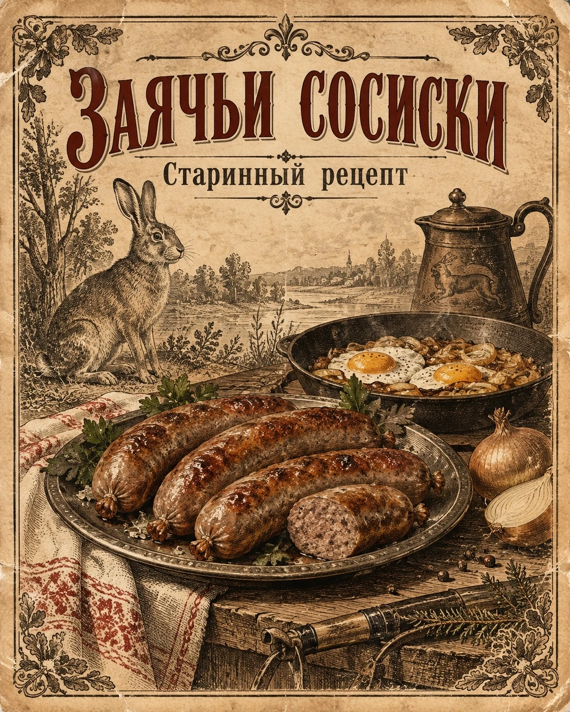СОСИСКИ ИЗ ЗАЙЦА С ЖАРЕНОЙ ЯИЧНИЦЕЙ! СТАРИННЫЙ РЕЦЕПТ, КОТОРЫЙ МОЖНО ПОВТОРИТЬ СЕГОДНЯ