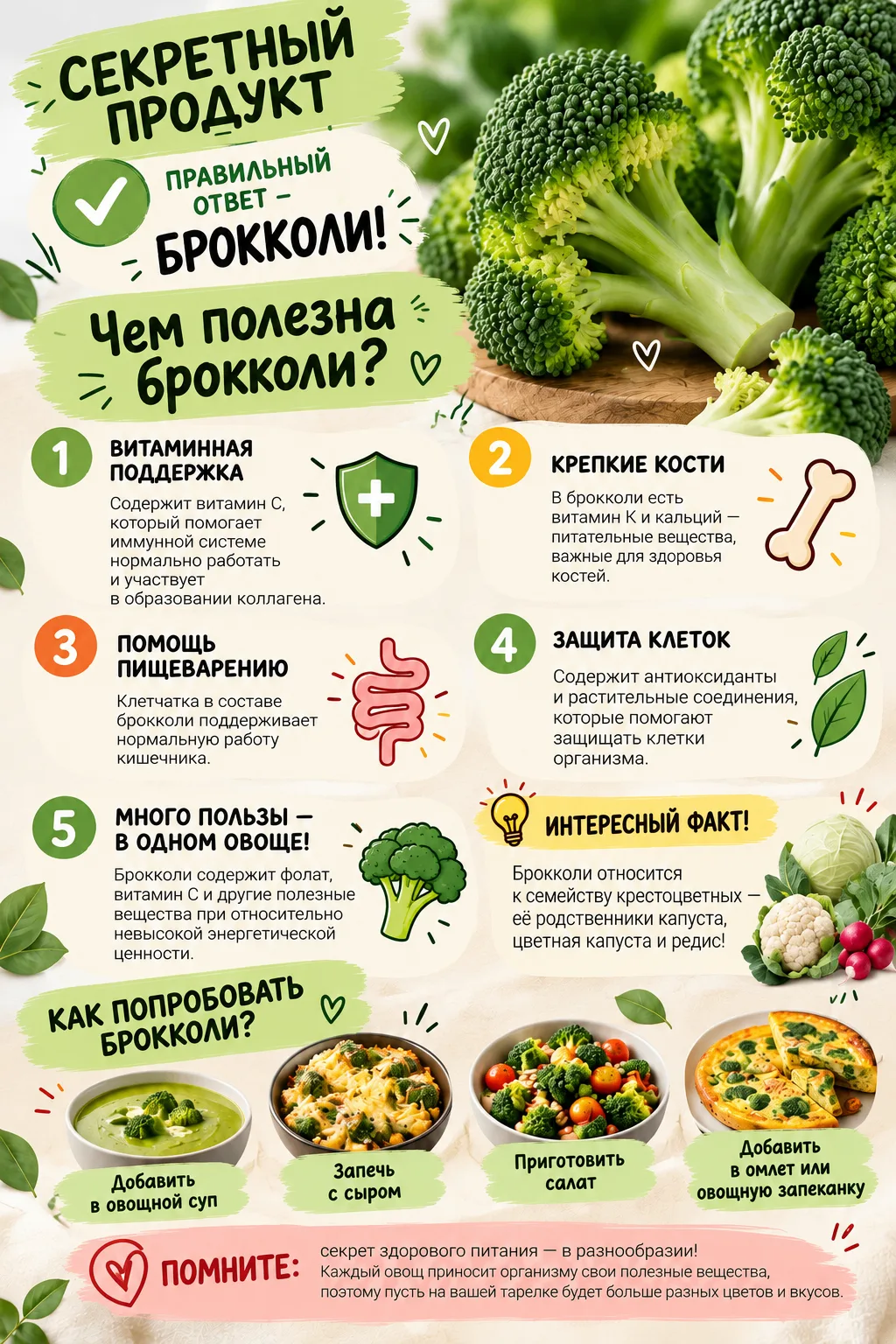 🥦 СЕКРЕТНЫЙ ПРОДУКТ: БРОККОЛИ — ЗЕЛЁНАЯ СИЛА!